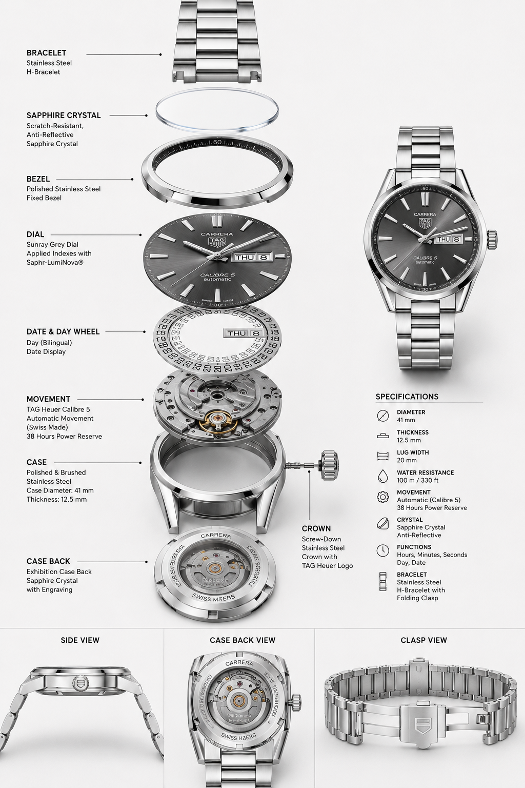 TAG HEUER CALIBER 5 -Charcoal Edition