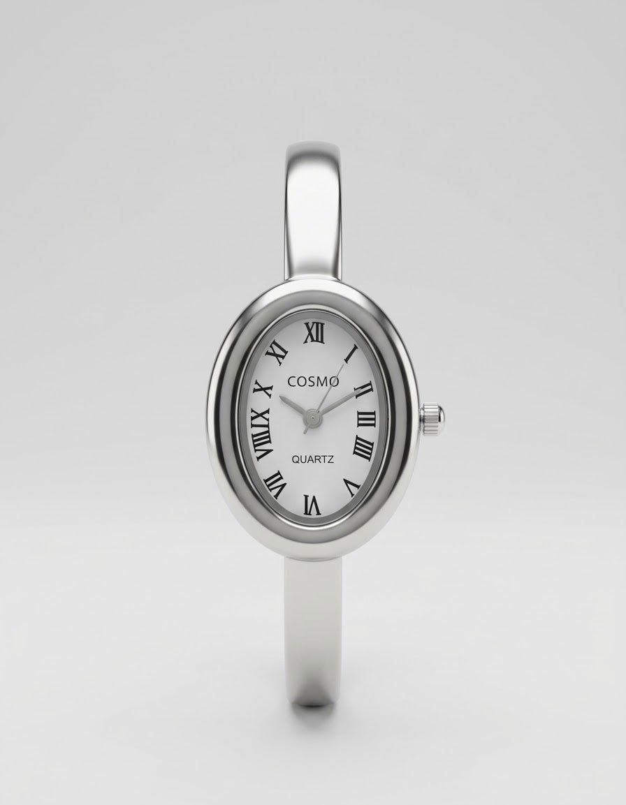 COSMO VINTAGE OVAL BANGLE - Champagne Silver Edition