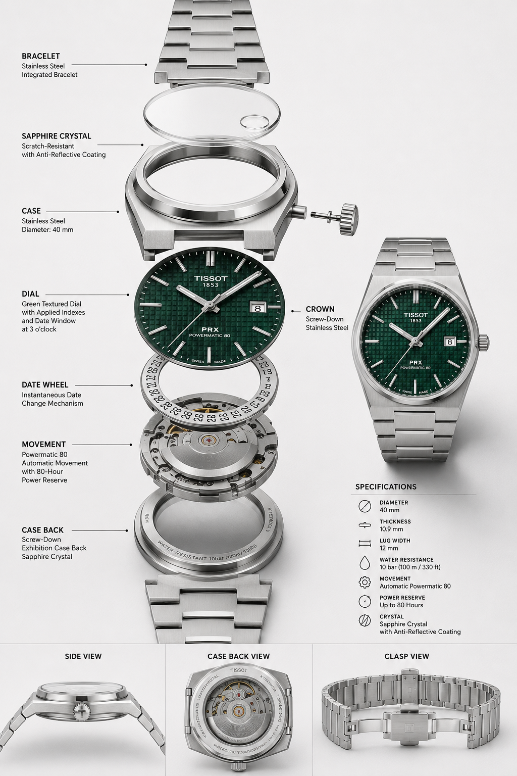 TISSOT PRX 1853 – Green  Edition